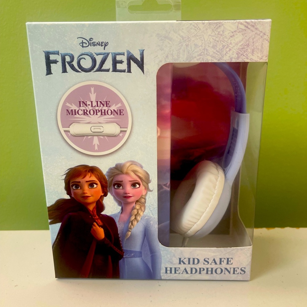 Disney Frozen, purple kid safe headphones.